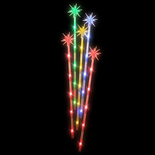 Stockholm Christmas Lights 30 LED Solar Path Light Starburst Multi Colour 5pc