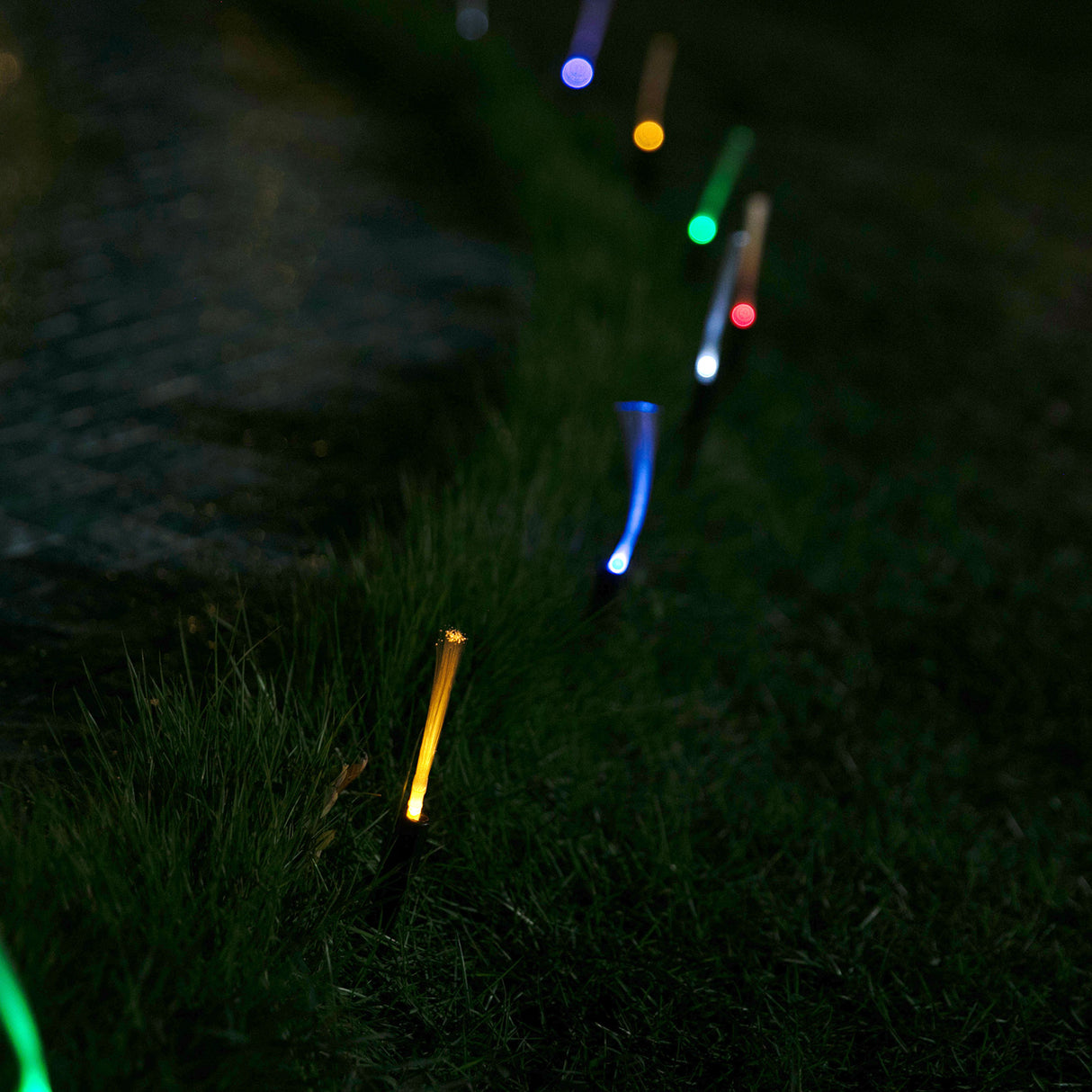 Stockholm Christmas Lights Solar Path LED Fibreoptic Multi 20pc