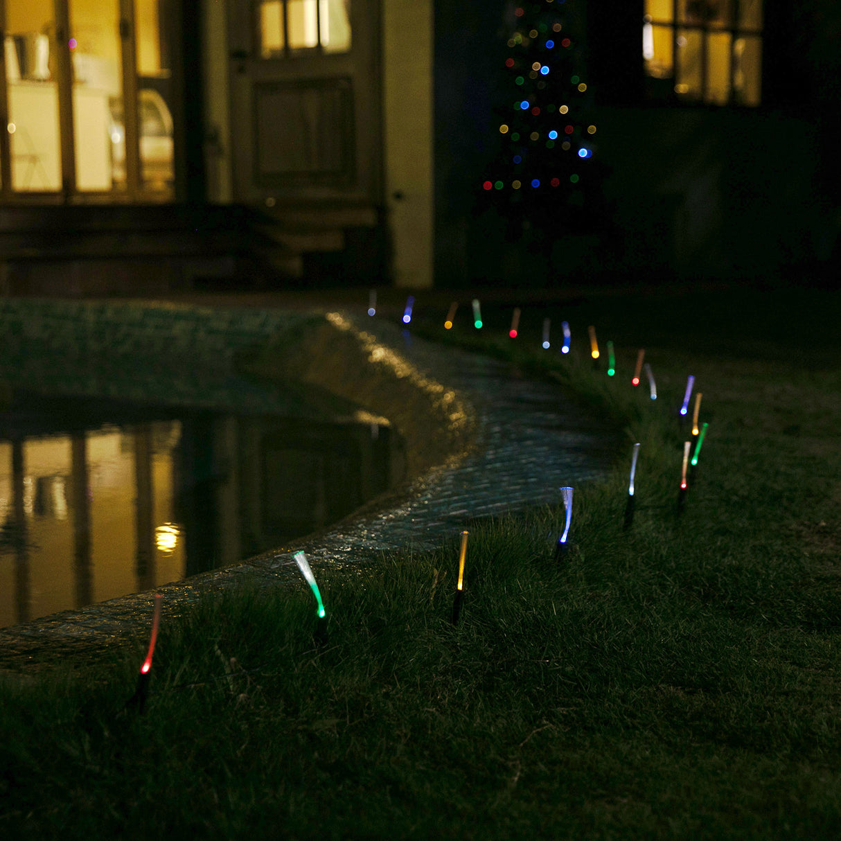 Stockholm Christmas Lights Solar Path LED Fibreoptic Multi 20pc