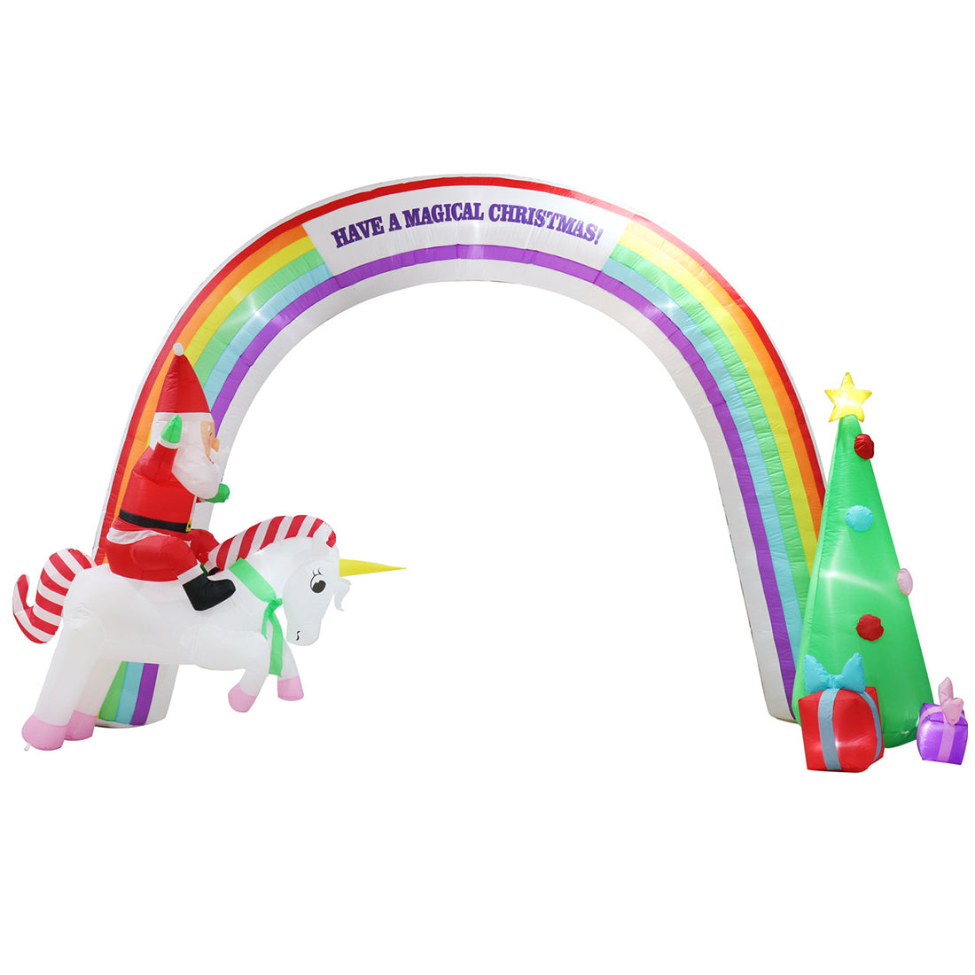 Stockholm Christmas Lights Xmas Inflatable Airpower Santa Unicorn Rainbow Arch
