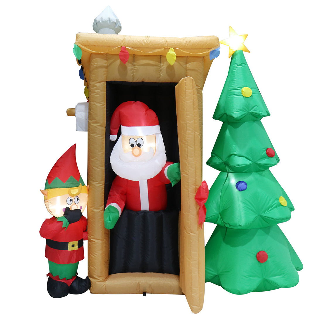 Stockholm Christmas Inflatable Santa in Dunny with Moving Door 1.8M