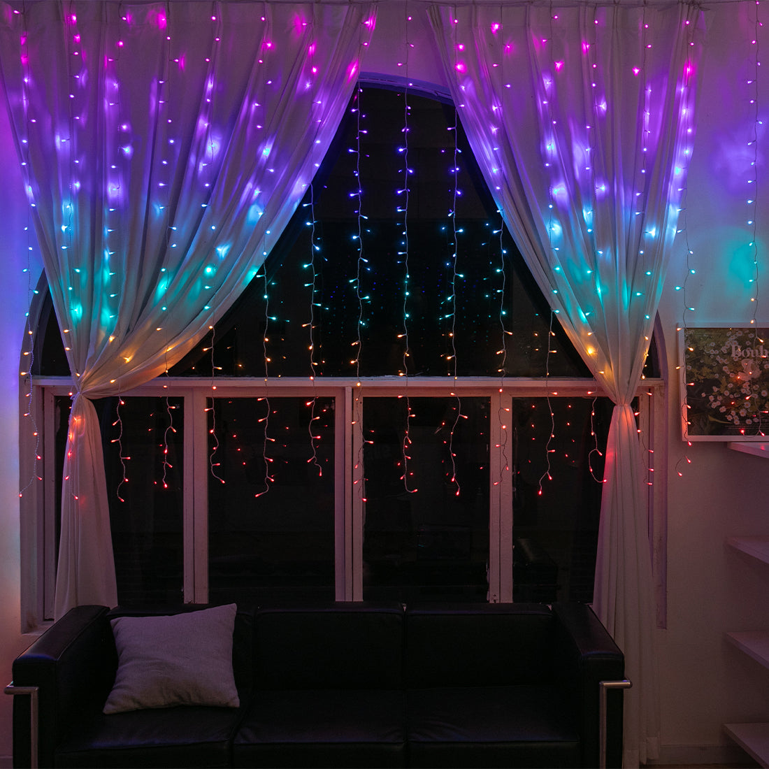 Stockholm Christmas Lights LED Curtain Lights 576 LEDs Rainbow Flashing 360x180cm