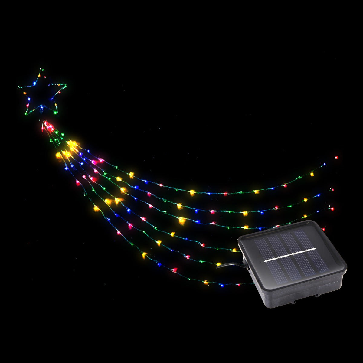 Stockholm Christmas Lights Solar Light LED Waterful Star Multi Colour 2.1m