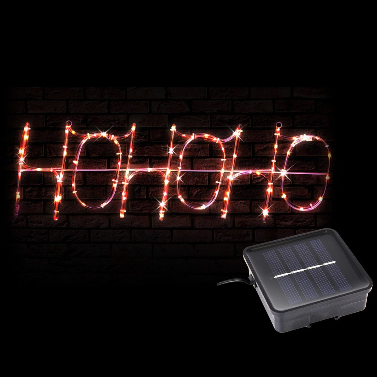 Stockholm Christmas Lights Solar LED Tubelight HoHoHo Red 72x22cm Outdoor