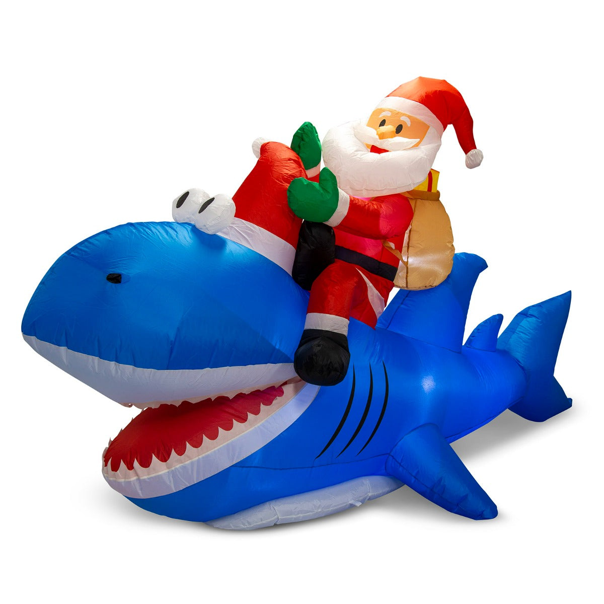 Stockholm Christmas Lights Xmas Inflatable Airpower Santa Shark Rider 2.5m BLUE