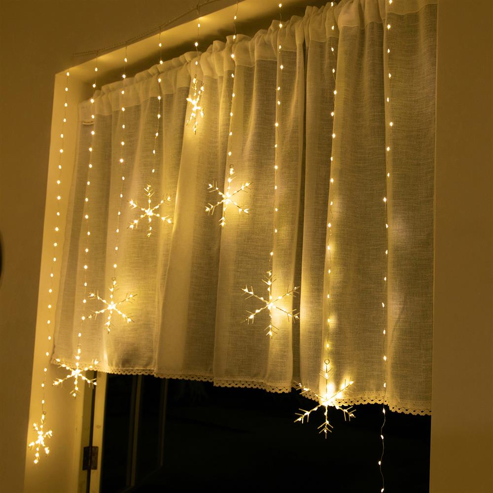 Stockholm Christmas Lights LED Curtain Lights Snowflakes  339 LEDs 9pc Gold