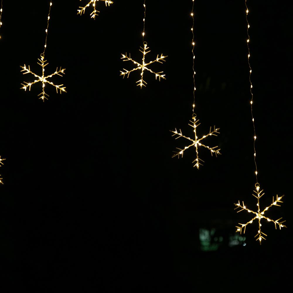 Stockholm Christmas Lights LED Curtain Lights Snowflakes  339 LEDs 9pc Gold