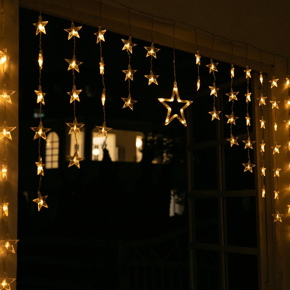 Stockholm Christmas Lights Curtain Lights LED Star Tapered Warm White 80 LEDs