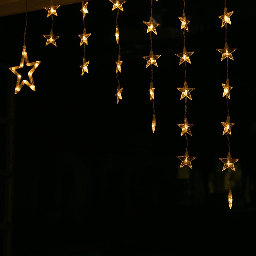 Stockholm Christmas Lights Curtain Lights LED Star Tapered Warm White 80 LEDs