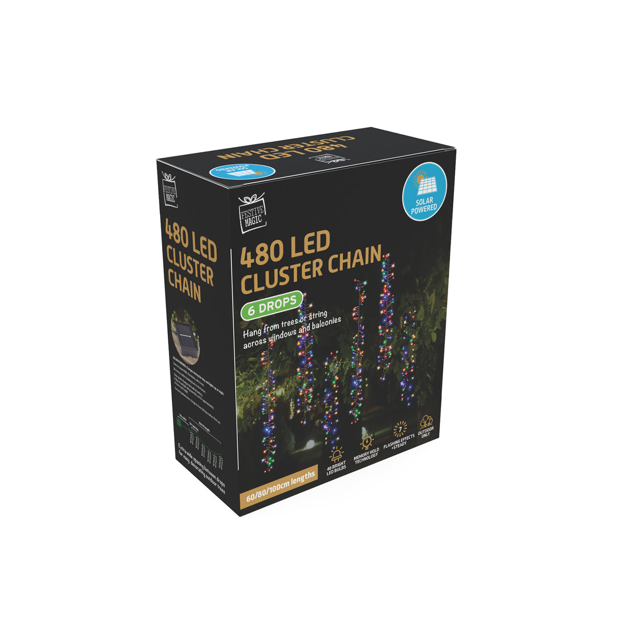 Stockholm Christmas Lights Solar LED Tree Clusters Multi 6pc