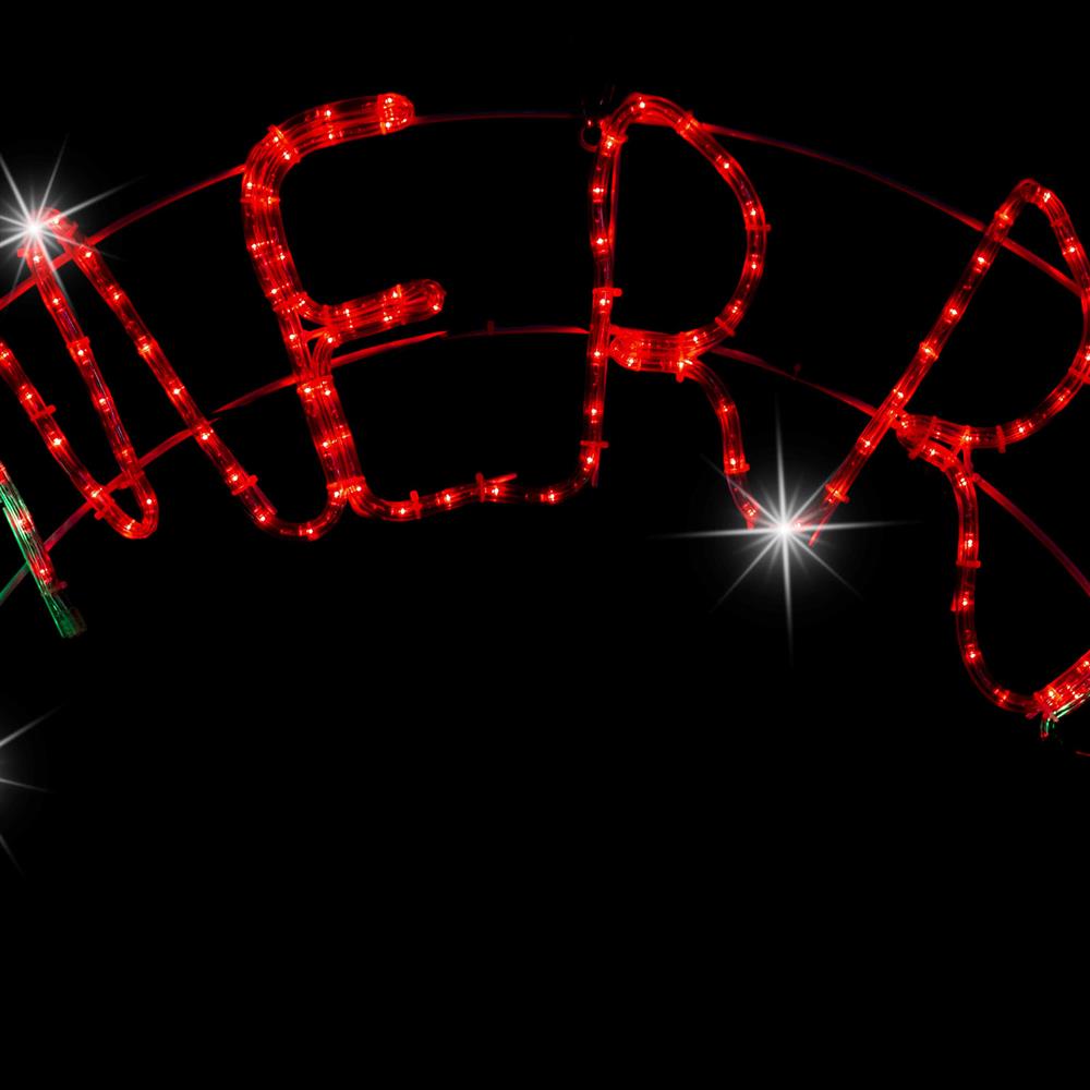 Stockholm Christmas Lights Ropelight LED Motif Merry Christmas Holly Round Sign
