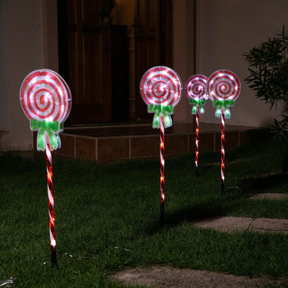 Stockholm Christmas Lights LED Path light Candy Lollipop 4pc 60 LEDs Warm White