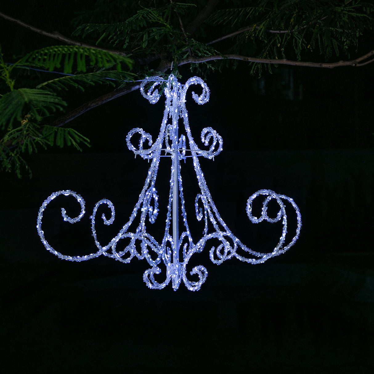 Stockholm Christmas Lights Motif 540 LED Acrylic Chandelier Cool White