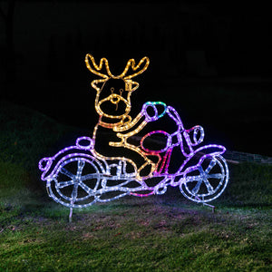 Stockholm Christmas Lights Motif 24 LED Ropelight Reindeer Motorbike