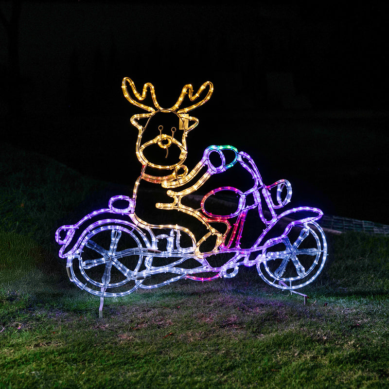 Stockholm Christmas Lights Motif 24 LED Ropelight Reindeer Motorbike
