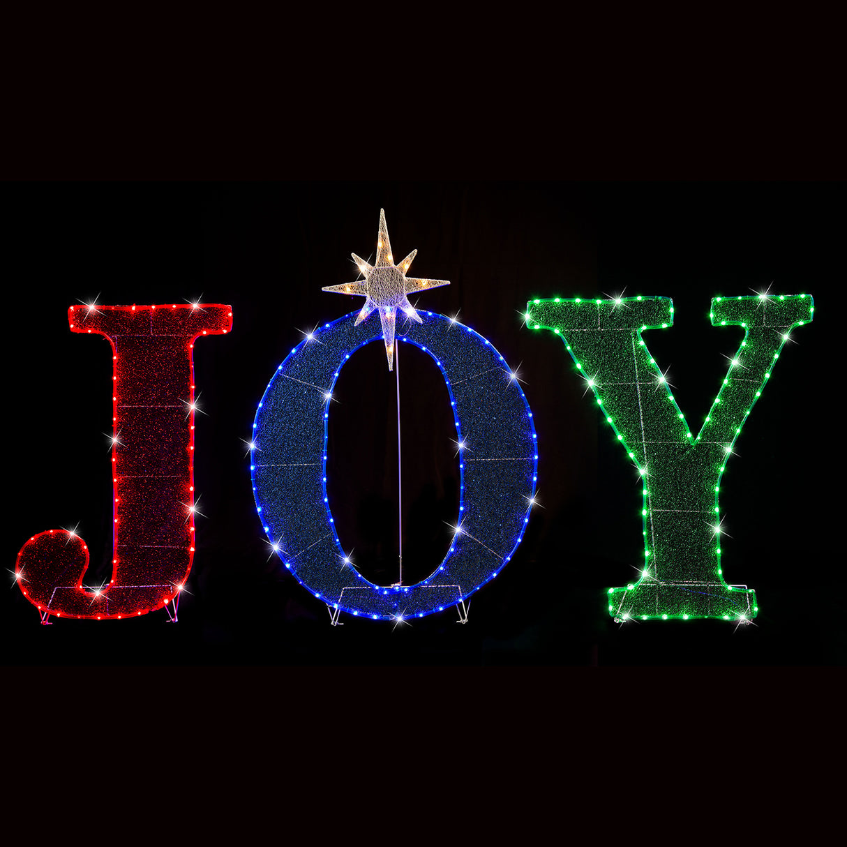 Stockholm Christmas Lights Motif 216 LED Joy Sign Tinsel Mesh RGB Warm White