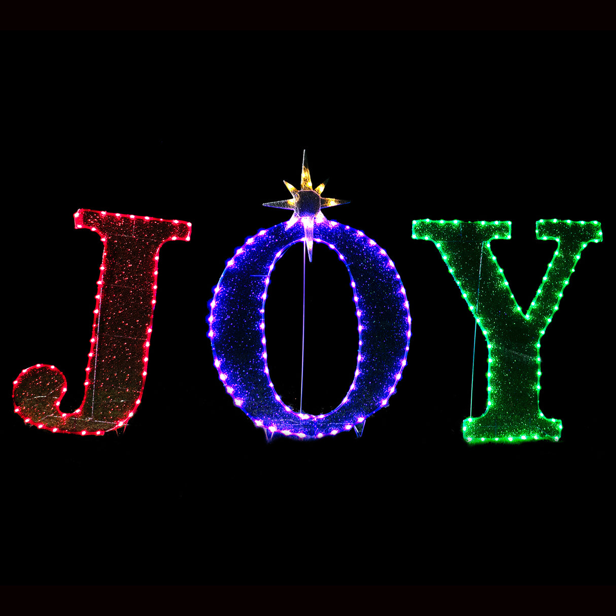 Stockholm Christmas Lights Motif 216 LED Joy Sign Tinsel Mesh RGB Warm White