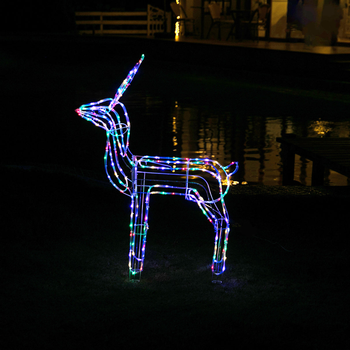 Stockholm Christmas Lights Motif LED Tubelight Standing Reindeer Multi