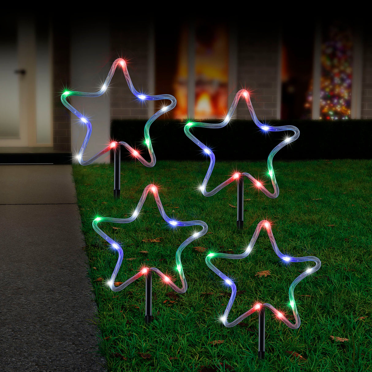 Stockholm Christmas Lights Solar Path LED Mesh Rope Multi 4pc