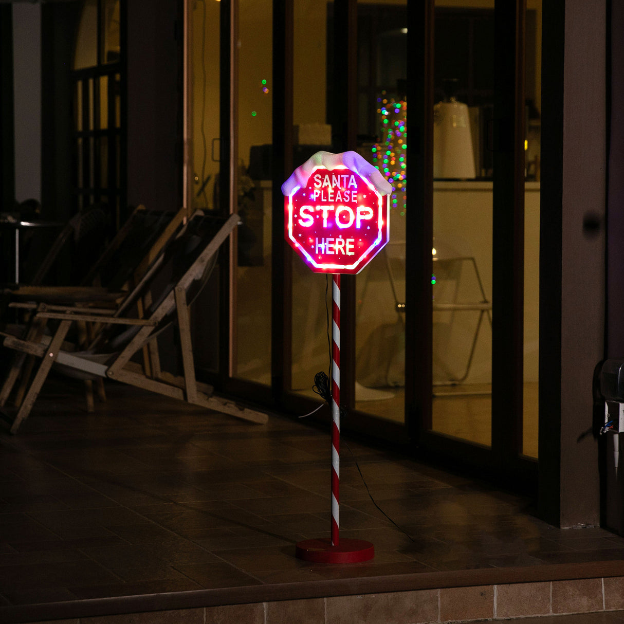 Stockholm Christmas Lights Path LED Santa Stop Sign Multi