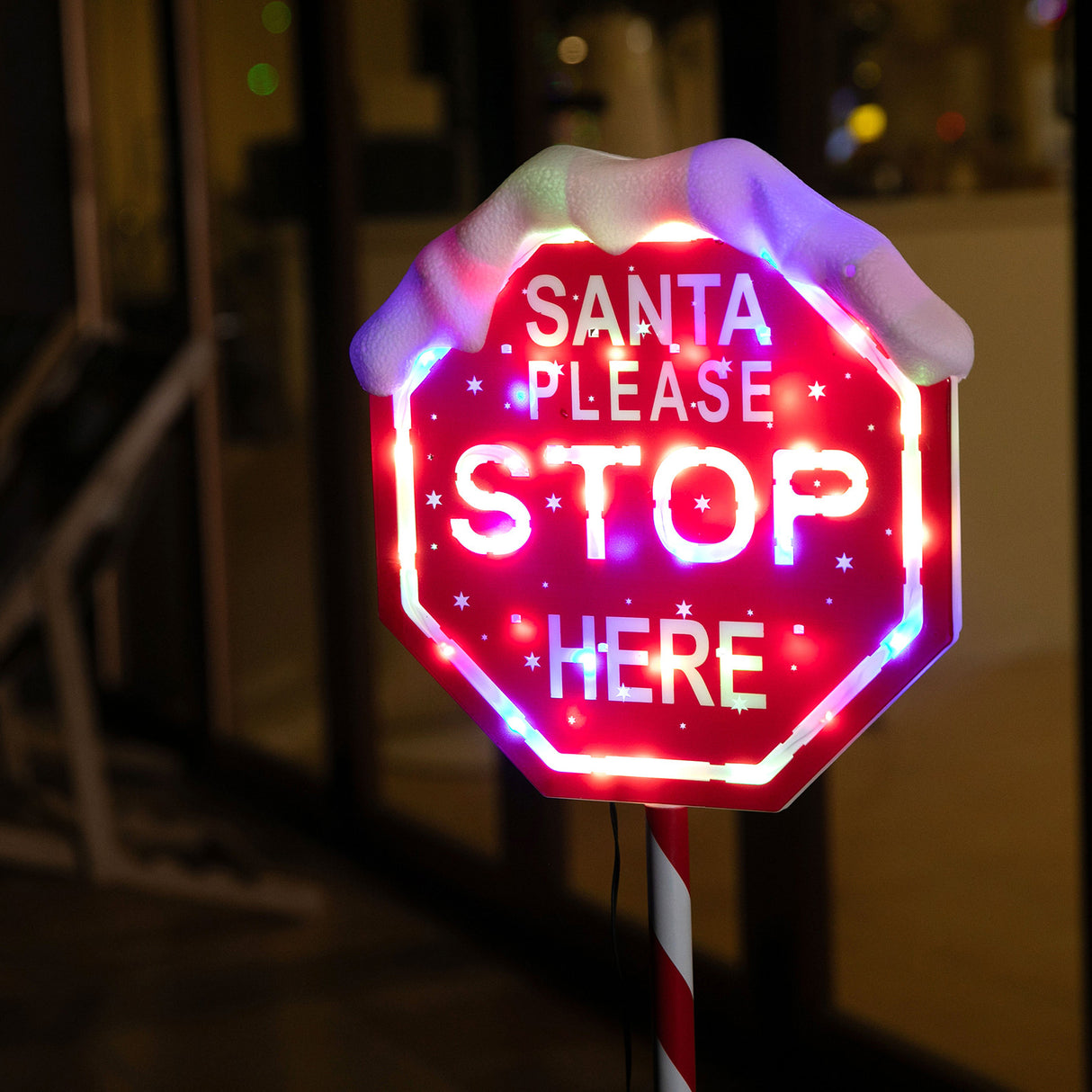 Stockholm Christmas Lights Path LED Santa Stop Sign Multi