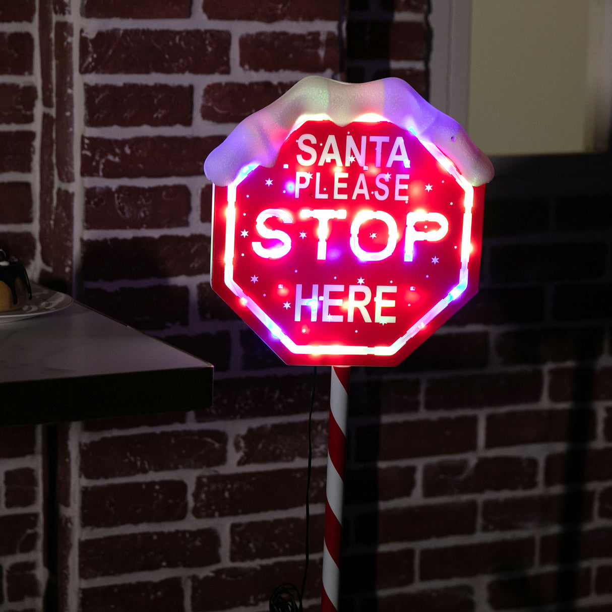 Stockholm Christmas Lights Path LED Santa Stop Sign Multi