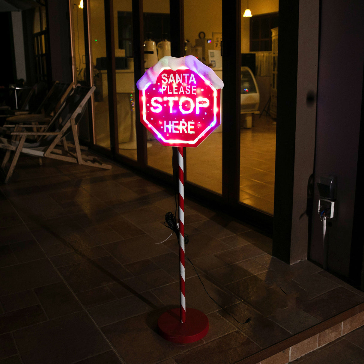 Stockholm Christmas Lights Path LED Santa Stop Sign Multi