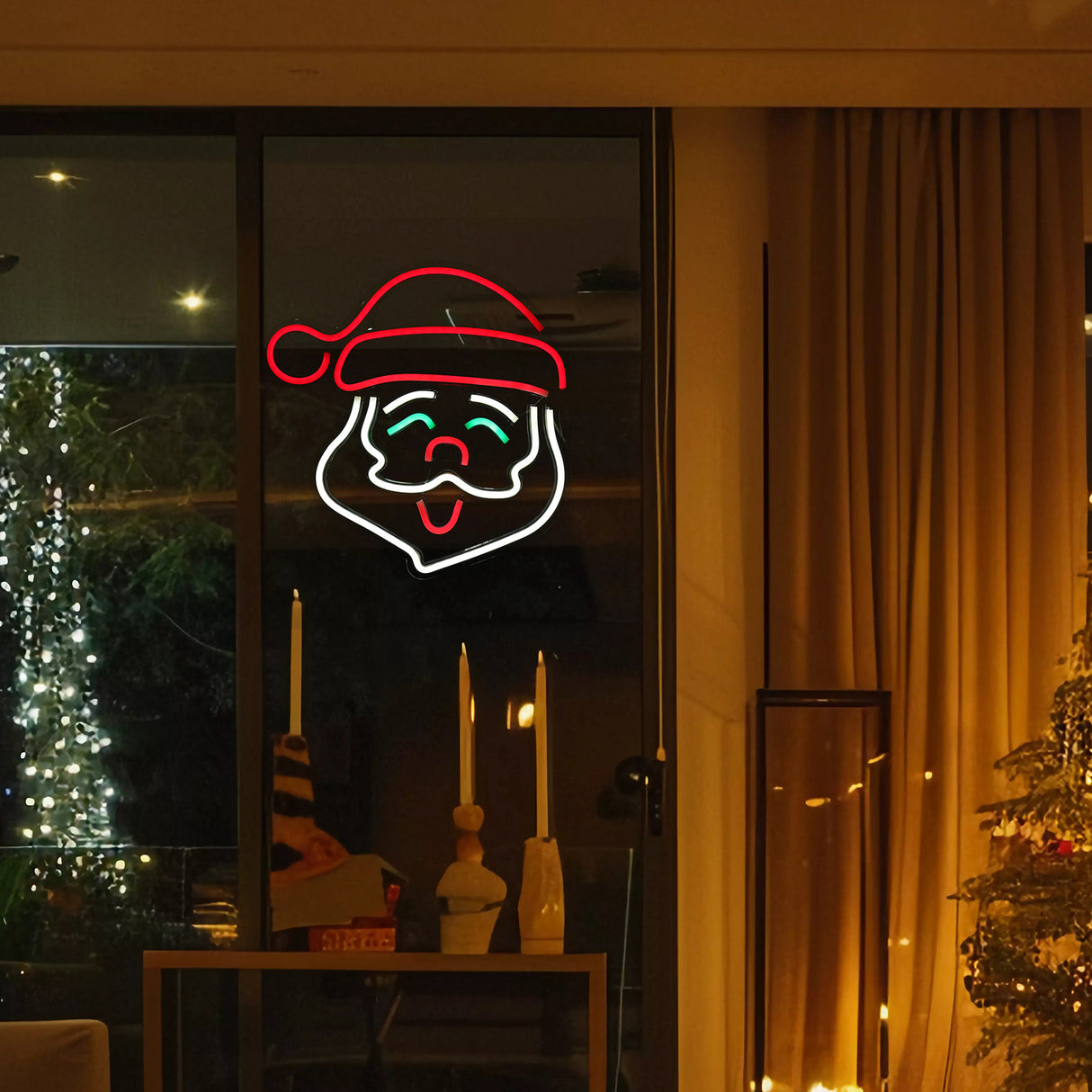 Stockholm Christmas Lights Motif LED Santa Face Plaque USB Acrylic