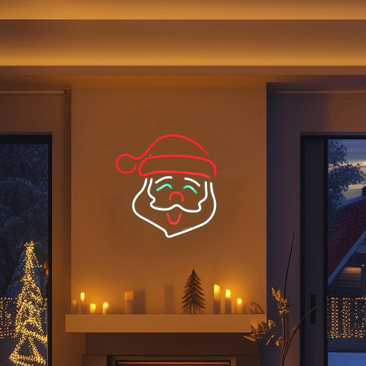 Stockholm Christmas Lights Motif LED Santa Face Plaque USB Acrylic