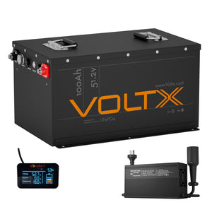 BUNDLE DEAL - VoltX 48V 100Ah LiFePO4 Golf Cart Battery + 58.4V 25A Club Car Charger