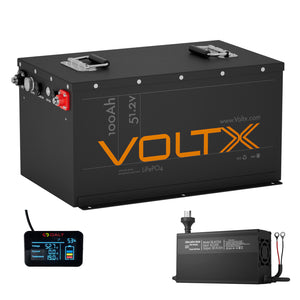 BUNDLE DEAL - VoltX 48V 100Ah LiFePO4 Golf Cart Battery + 58.4V 25A Universal Charger
