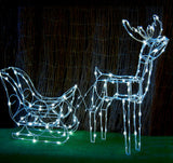 Stockholm 160 Led Deer With Sleigh Cool White Outdoor Solar Christmas Reindeer Light 145cm