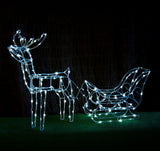 Stockholm 160 Led Deer With Sleigh Cool White Outdoor Solar Christmas Reindeer Light 145cm