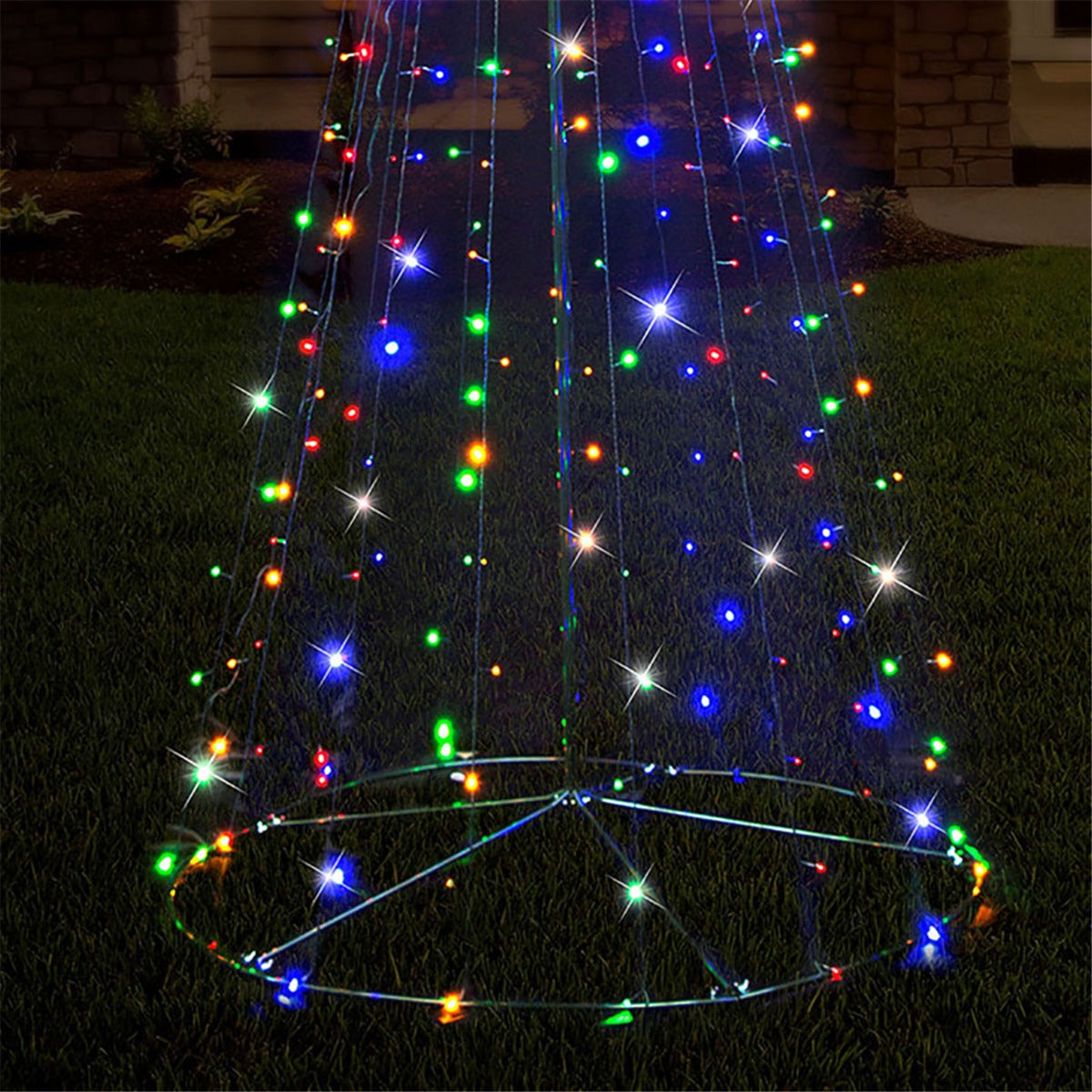 Stockholm Solar Christmas Tree Traditional Lit Xmas 250 LED Decor Multicolour 210cm