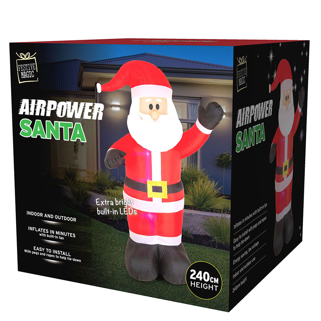 Stockholm Airpower Waving Santa Xmas Inflatable Outdoor Decor 2.4M