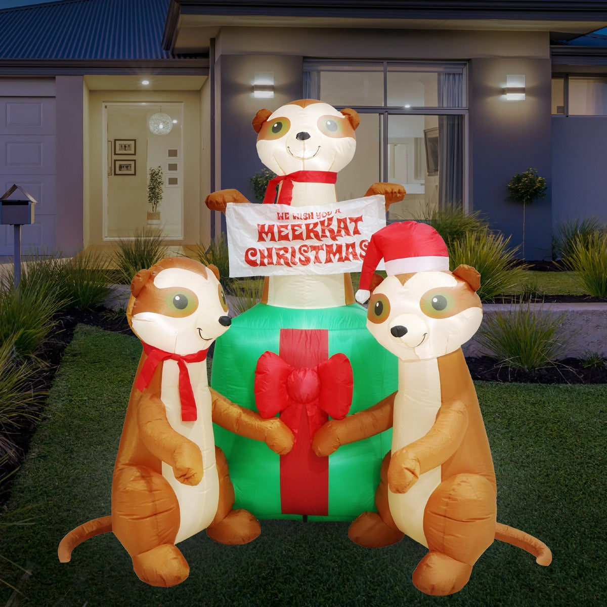 Stockholm 1.8m Christmas Lights Xmas Inflatable Airpower Meerkats Gift Scene