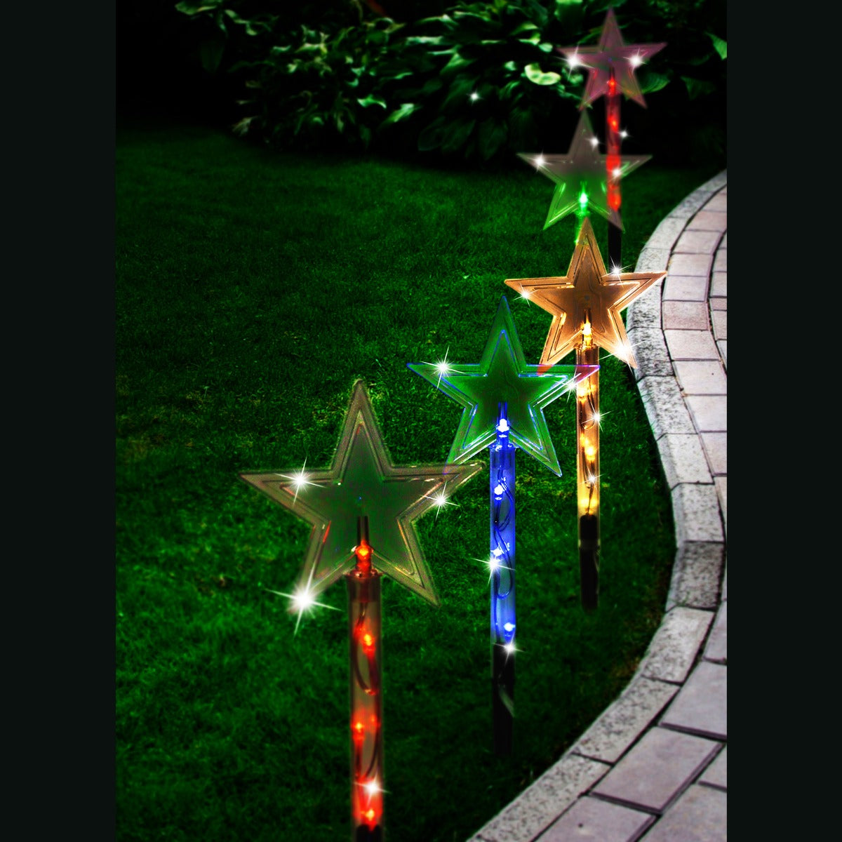 Stockholm Christmas Lights Solar Path Light Multi Colour 80 LEDs 20pc Decoration