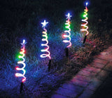 Stockholm Christmas Lights Solar Path Light Spiral Tree 4pc 40 LEDs Multi Color