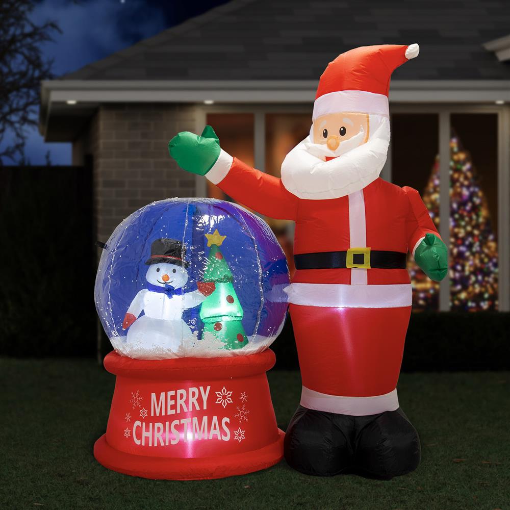 Stockholm Christmas Lights Xmas Inflatable Airpower Santa w/Snowing Glowbe 160cm